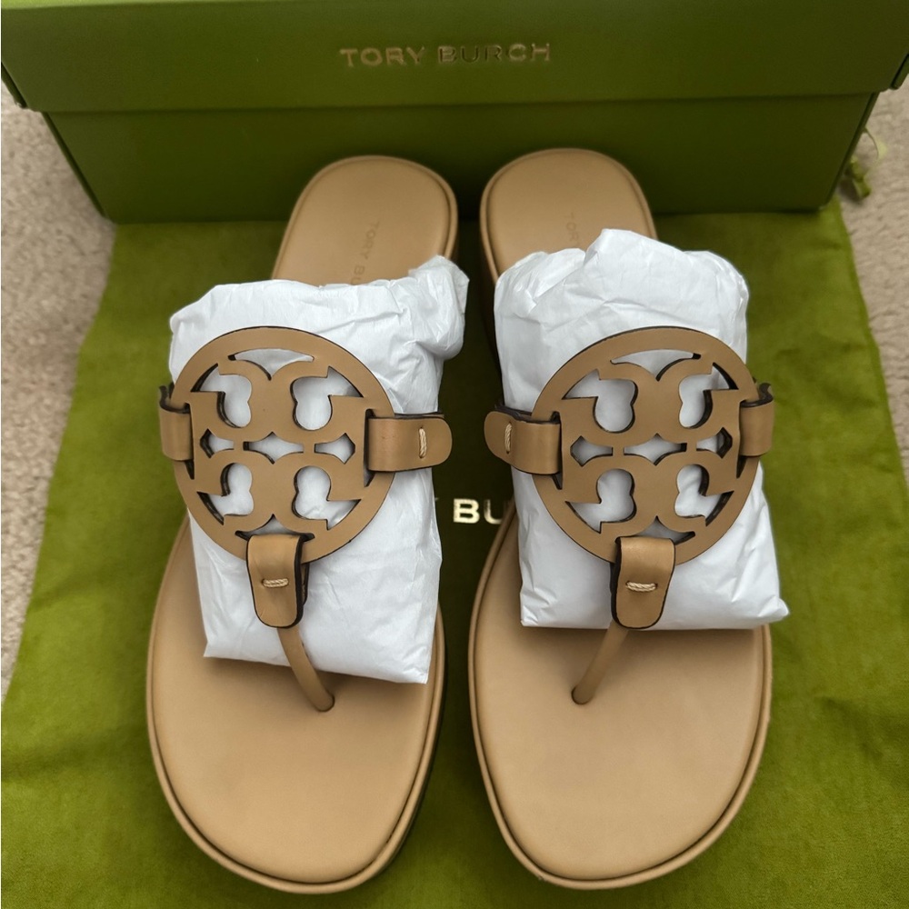 Tory Burch Miller Wedge  Sandals in tan